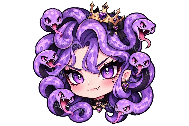Kawaii Medusa Snake Hair Emotes