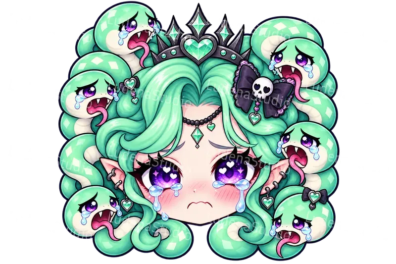 Kawaii Medusa Snake Hair Emotes