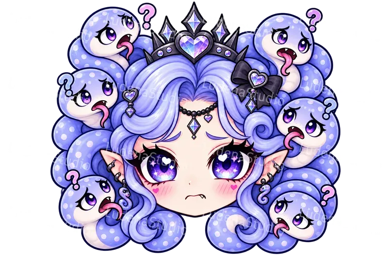 Kawaii Medusa Snake Hair Emotes