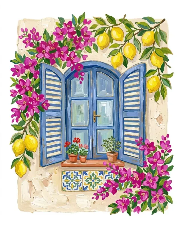 Italian Amalfi Summer Gouache Cliparts