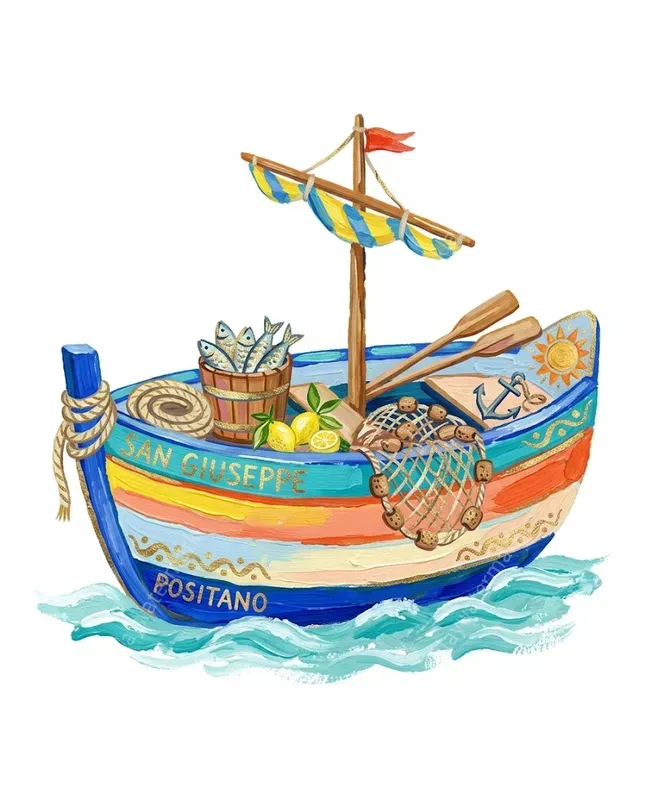 Italian Amalfi Summer Gouache Cliparts