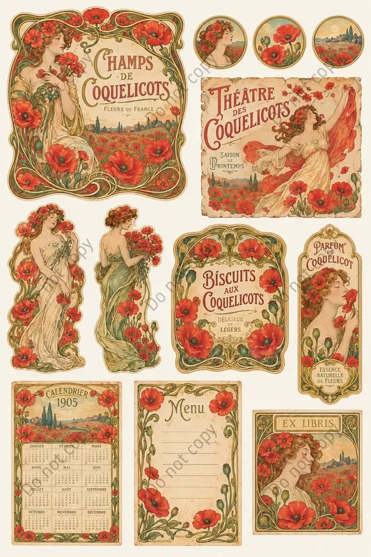 Art Nouveau Ephemera Sheets