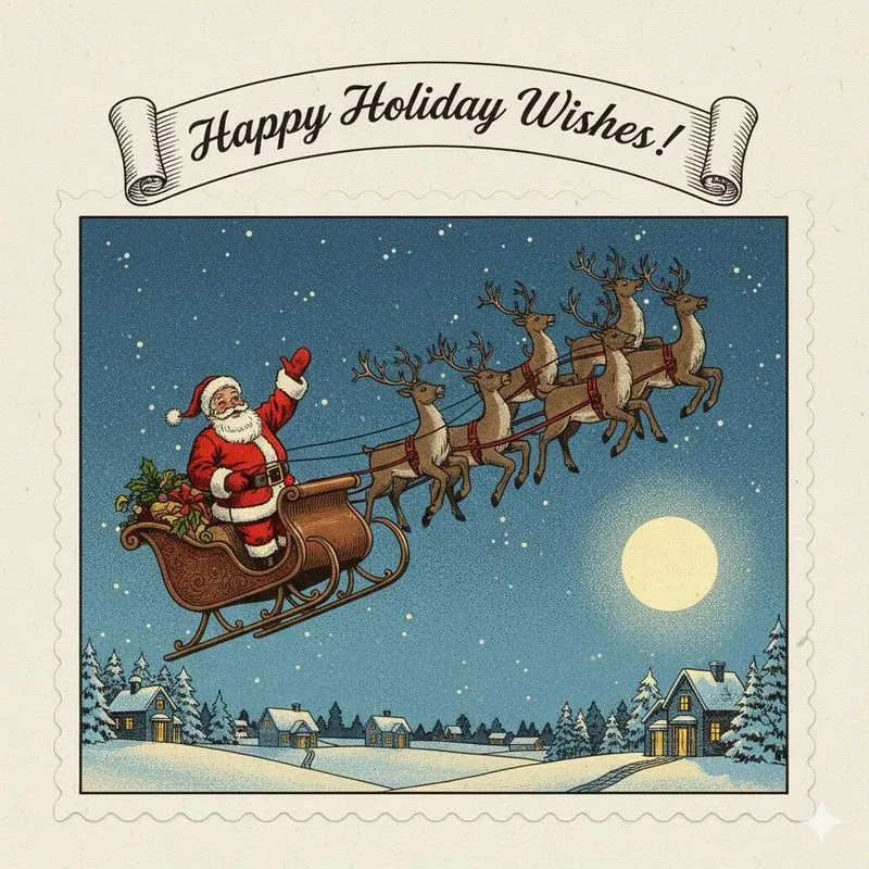 Vintage Christmas Holiday Greeting Cards