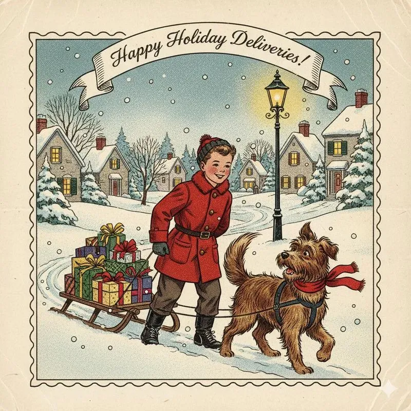 Vintage Christmas Holiday Greeting Cards