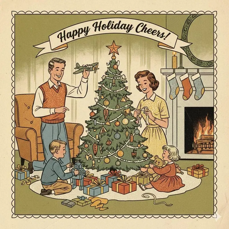 Vintage Christmas Holiday Greeting Cards