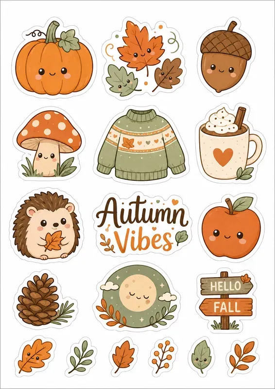 Cute Hand Drawn Sticker Sheet Generator