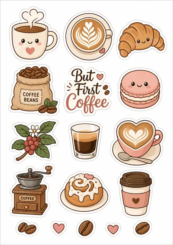 Cute Hand Drawn Sticker Sheet Generator
