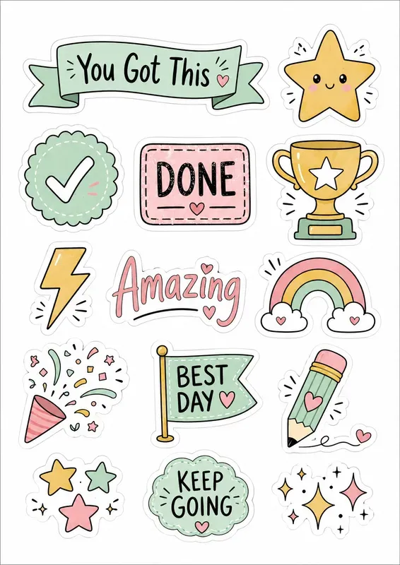 Cute Hand Drawn Sticker Sheet Generator