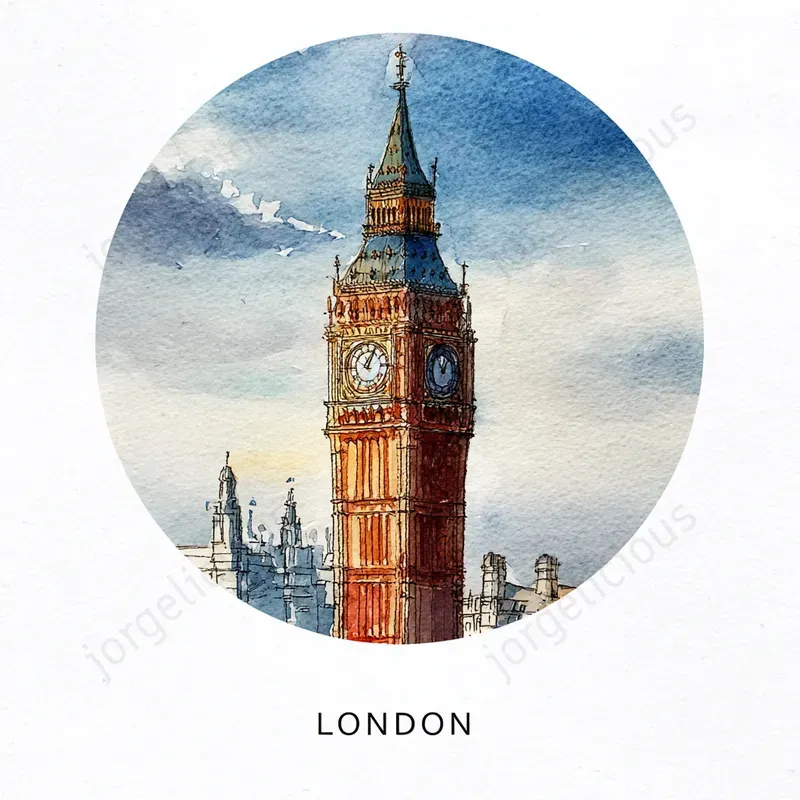 Clean Watercolor City Icons