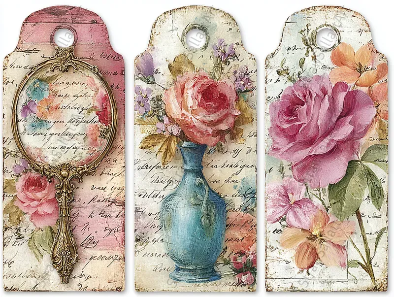 Romantic Junk Journal Product Tags Sets