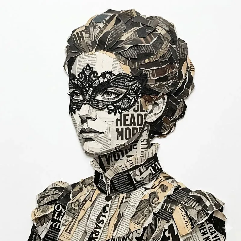 Newspaper Collage Portraits