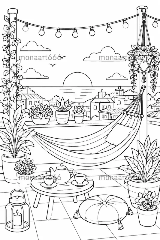 Cozy Summer Coloring Pages