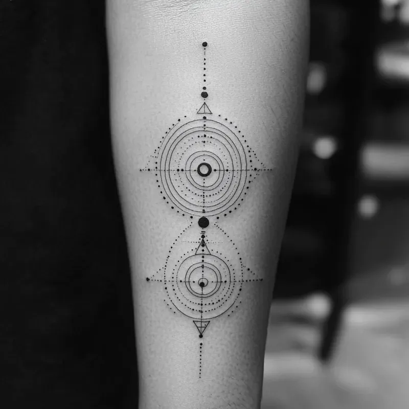 Minimal Geometric Tattoo Line Art