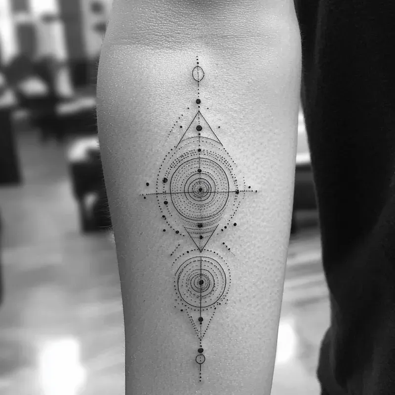 Minimal Geometric Tattoo Line Art