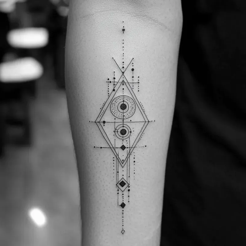 Minimal Geometric Tattoo Line Art
