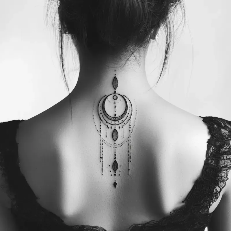 Minimal Geometric Tattoo Line Art