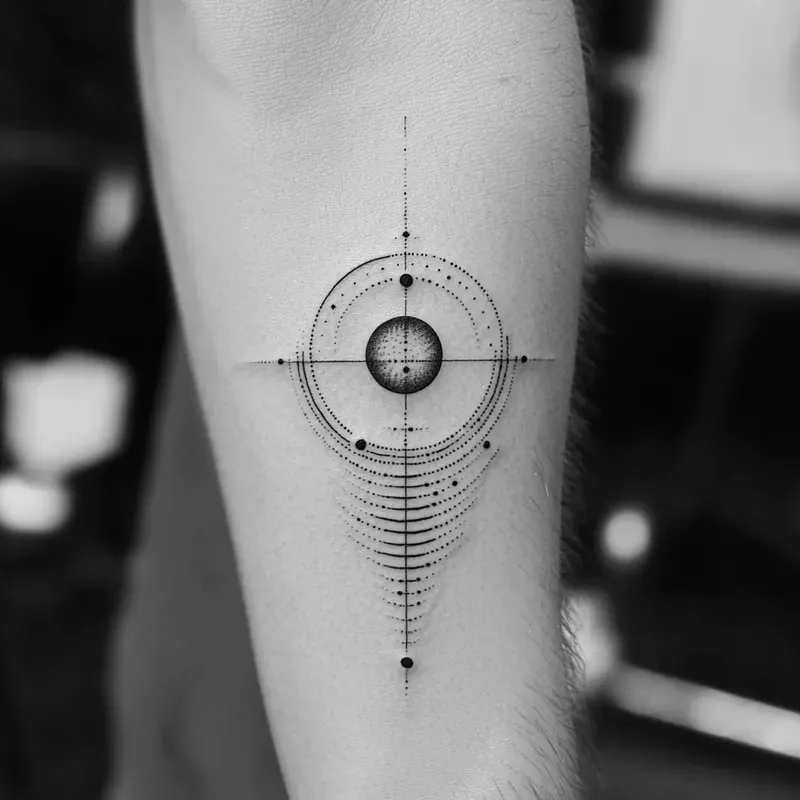 Minimal Geometric Tattoo Line Art