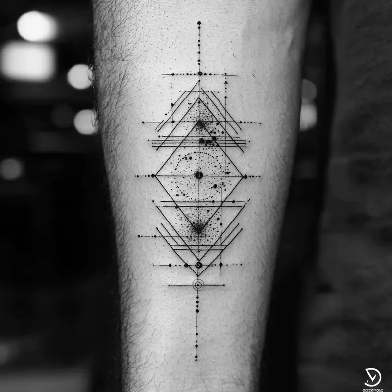 Minimal Geometric Tattoo Line Art