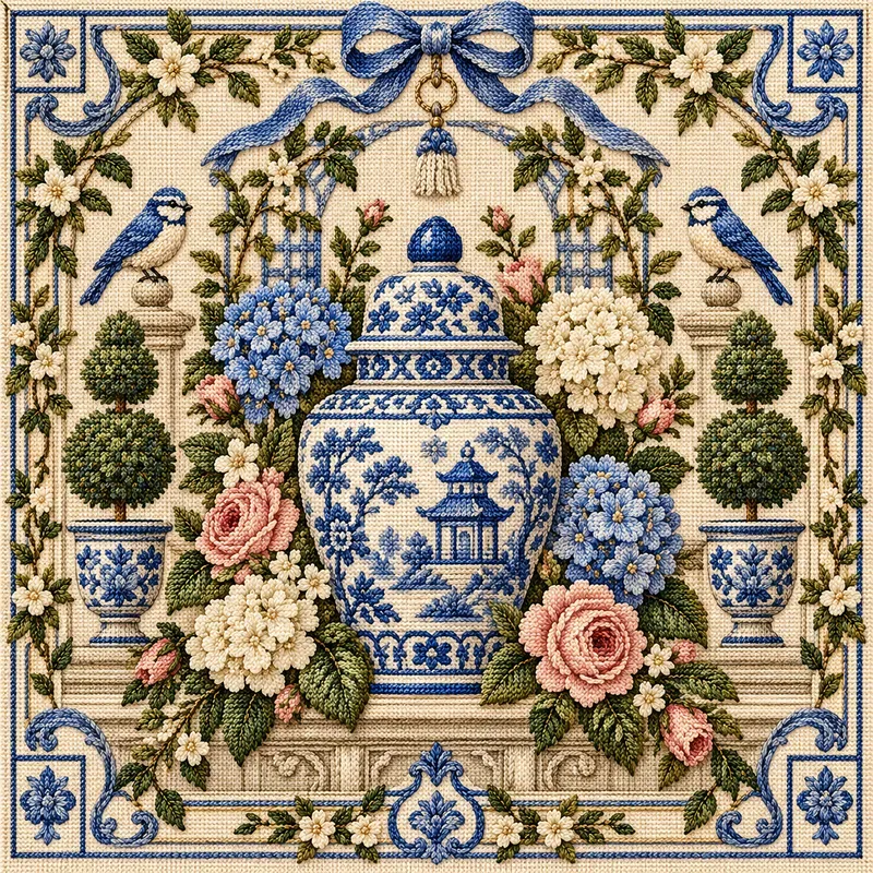Grandmillennial Needlepoint Embroidery