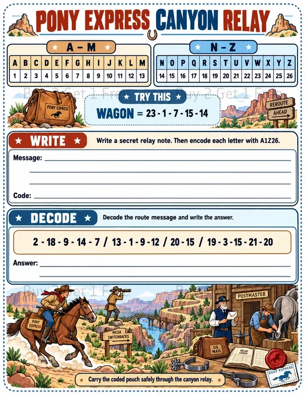 Secret Code Adventure Worksheets