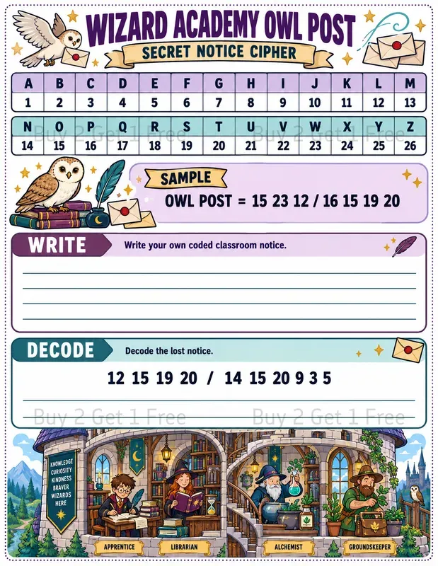 Secret Code Adventure Worksheets