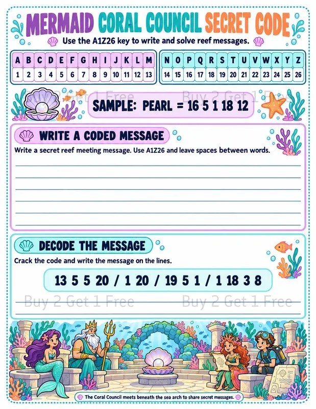 Secret Code Adventure Worksheets
