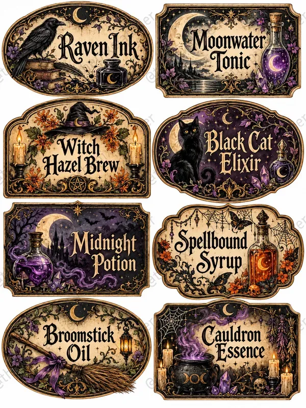 Halloween Apothecary Label Sheets