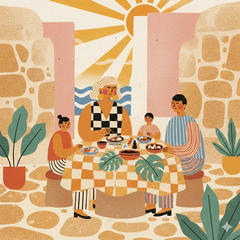 Retro Mediterranean Risograph Art