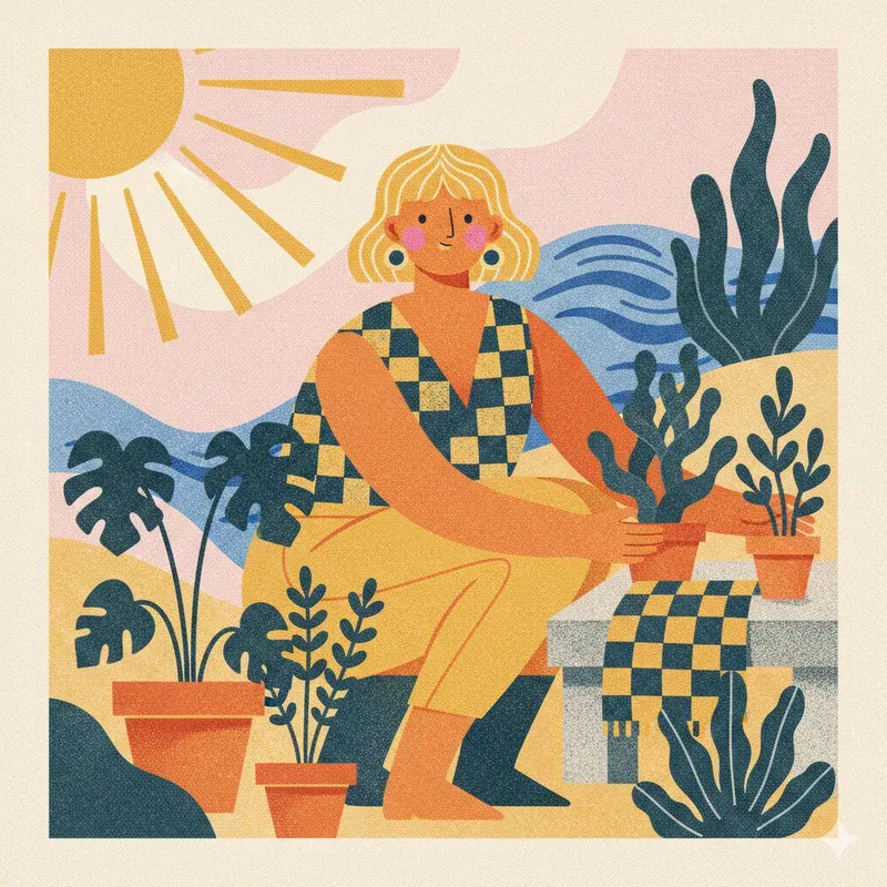 Retro Mediterranean Risograph Art