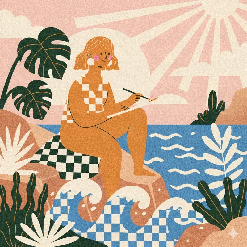 Retro Mediterranean Risograph Art