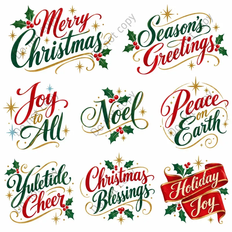Retro Christmas Lettering Art Sets