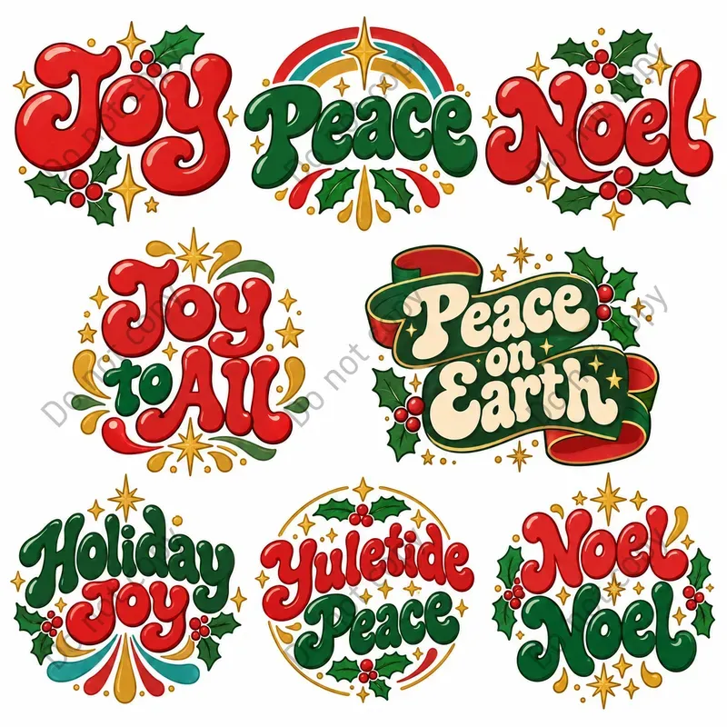 Retro Christmas Lettering Art Sets