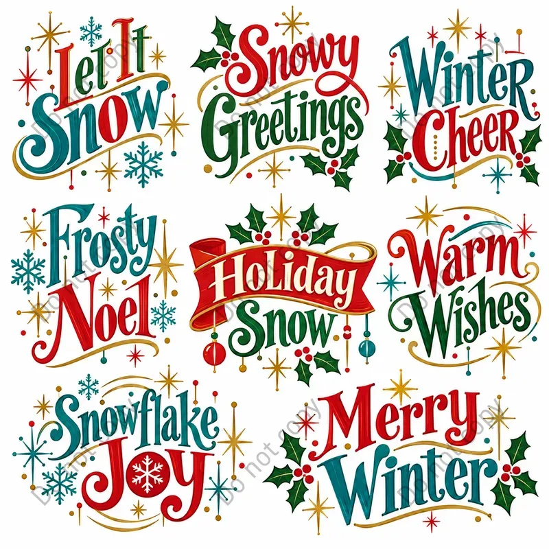 Retro Christmas Lettering Art Sets