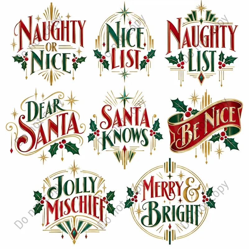 Retro Christmas Lettering Art Sets