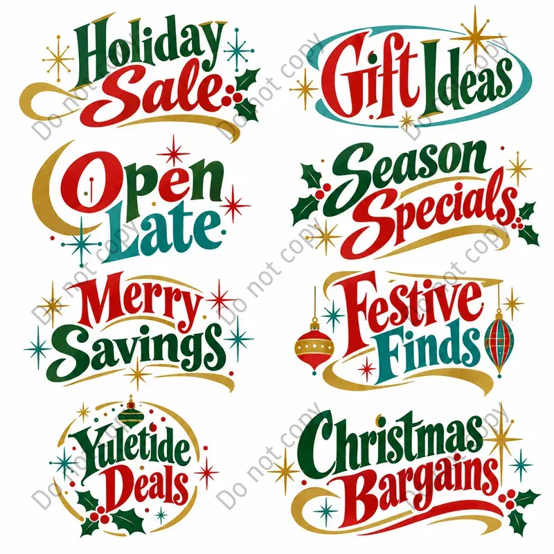 Retro Christmas Lettering Art Sets