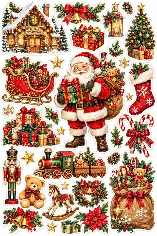 Vintage Christmas Watercolor Stickers