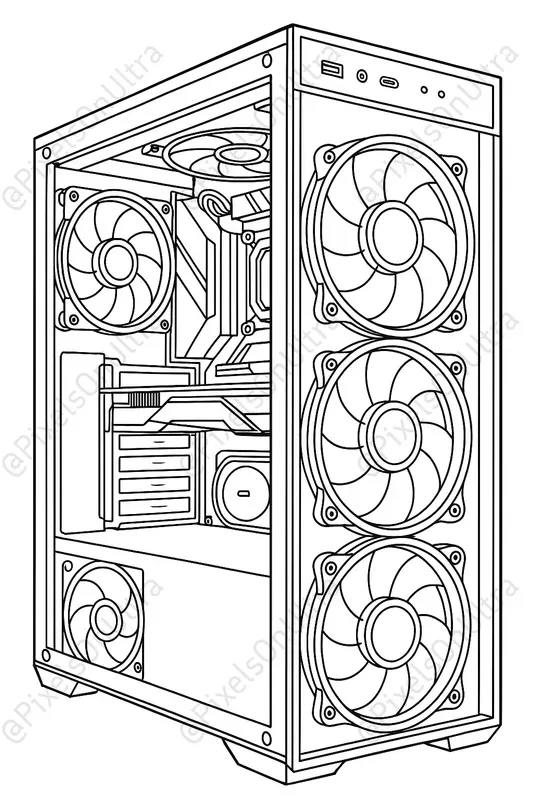 Gaming Pc Coloring Book Pages