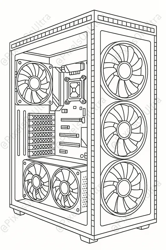 Gaming Pc Coloring Book Pages