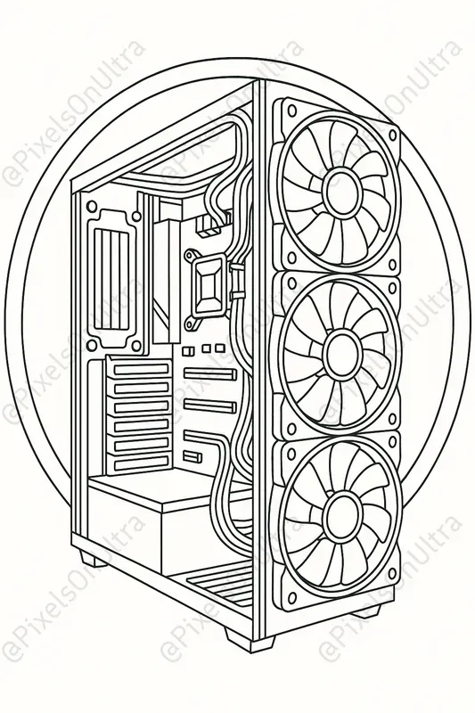 Gaming Pc Coloring Book Pages