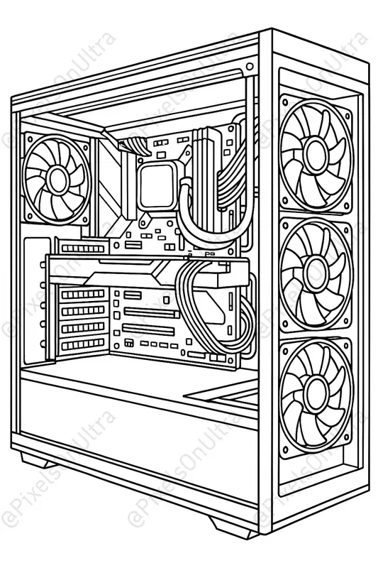 Gaming Pc Coloring Book Pages