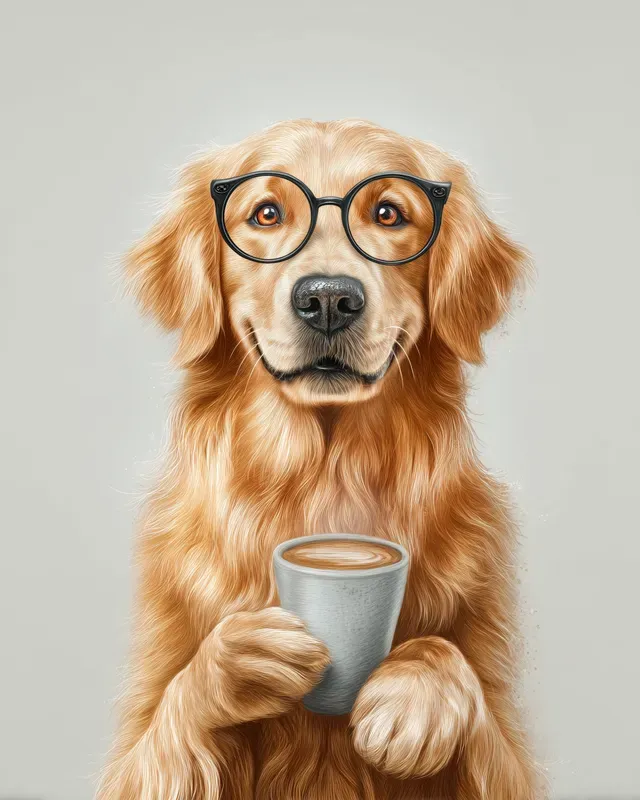 Dogs With Glasses Drinking Coffee