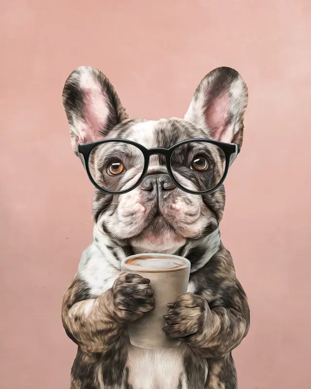 Dogs With Glasses Drinking Coffee