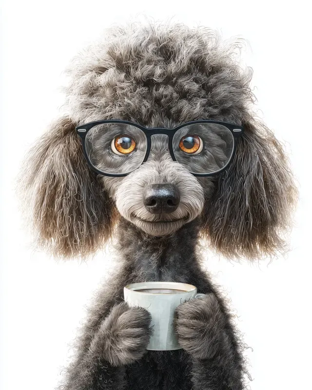 Dogs With Glasses Drinking Coffee