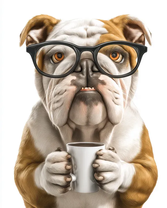 Dogs With Glasses Drinking Coffee