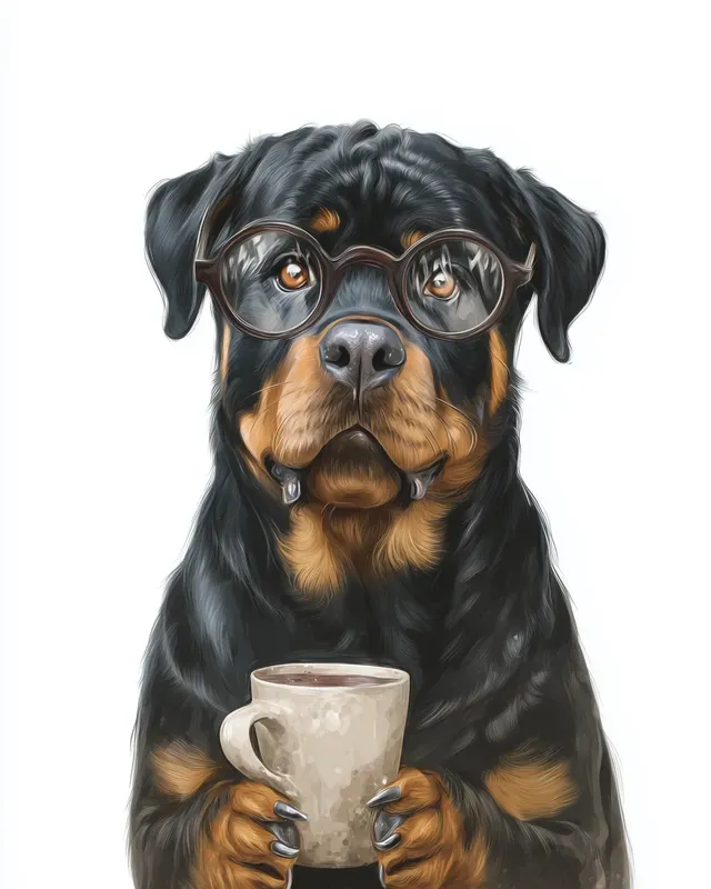 Dogs With Glasses Drinking Coffee