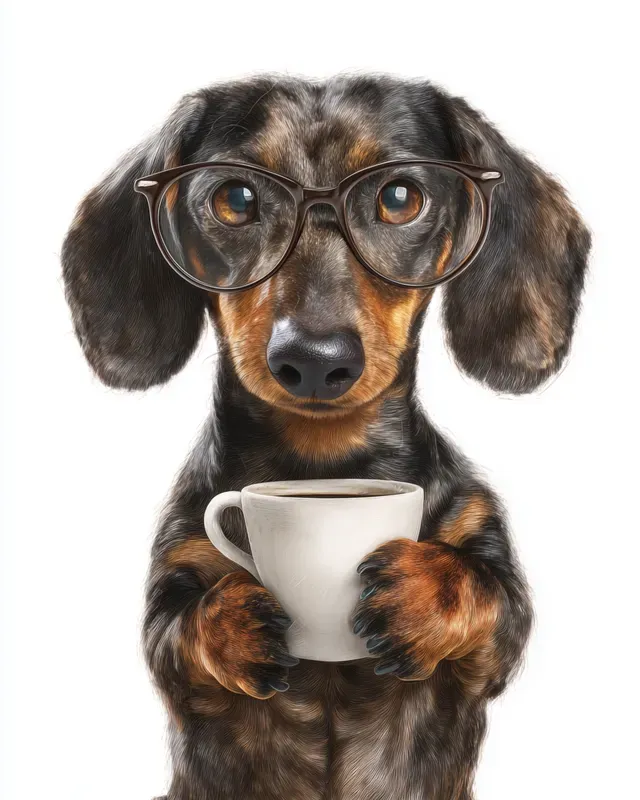 Dogs With Glasses Drinking Coffee