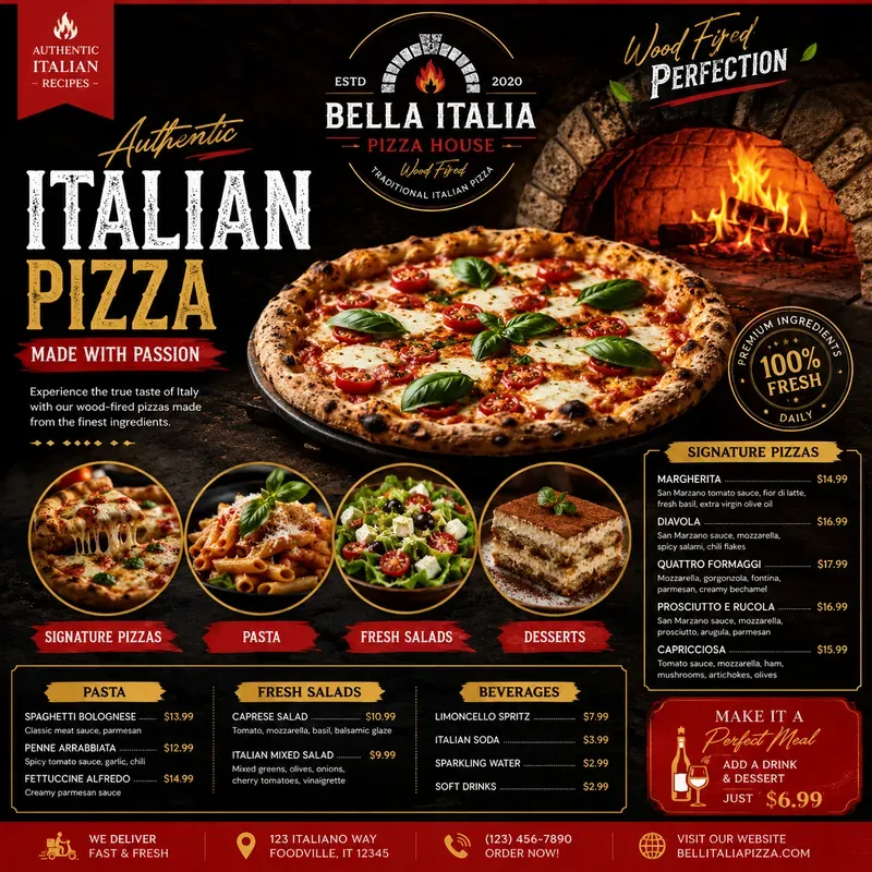 Premium Restaurant Fast Food Menu Flyers
