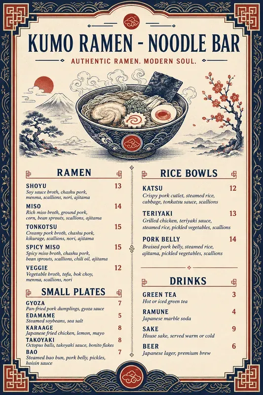 Boutique Restaurant Menu Studios