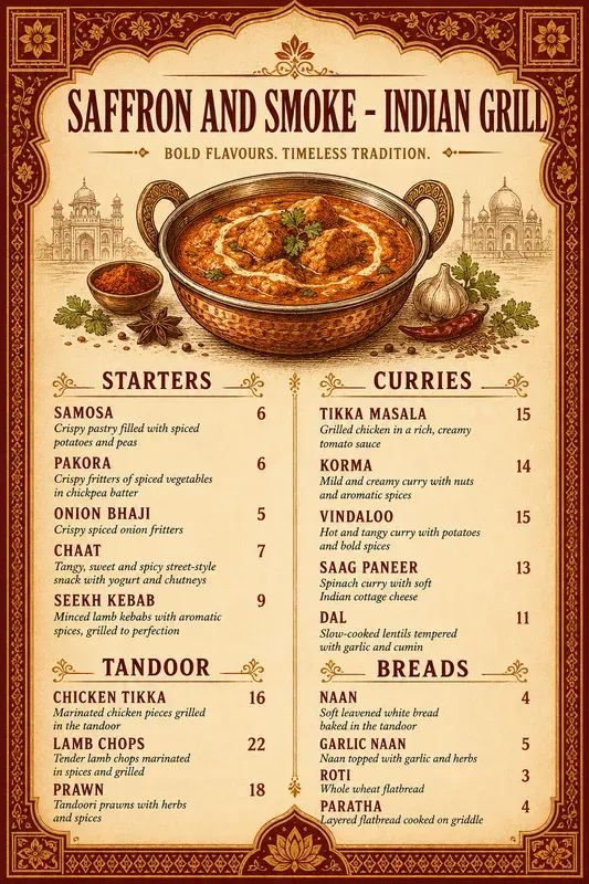 Boutique Restaurant Menu Studios