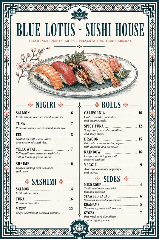 Boutique Restaurant Menu Studios